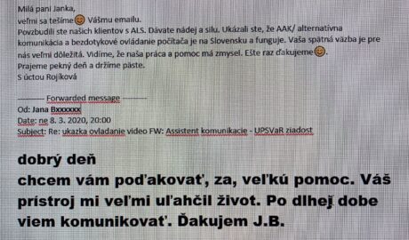 Janka, 55r., ALS nám napísala e-mail očami